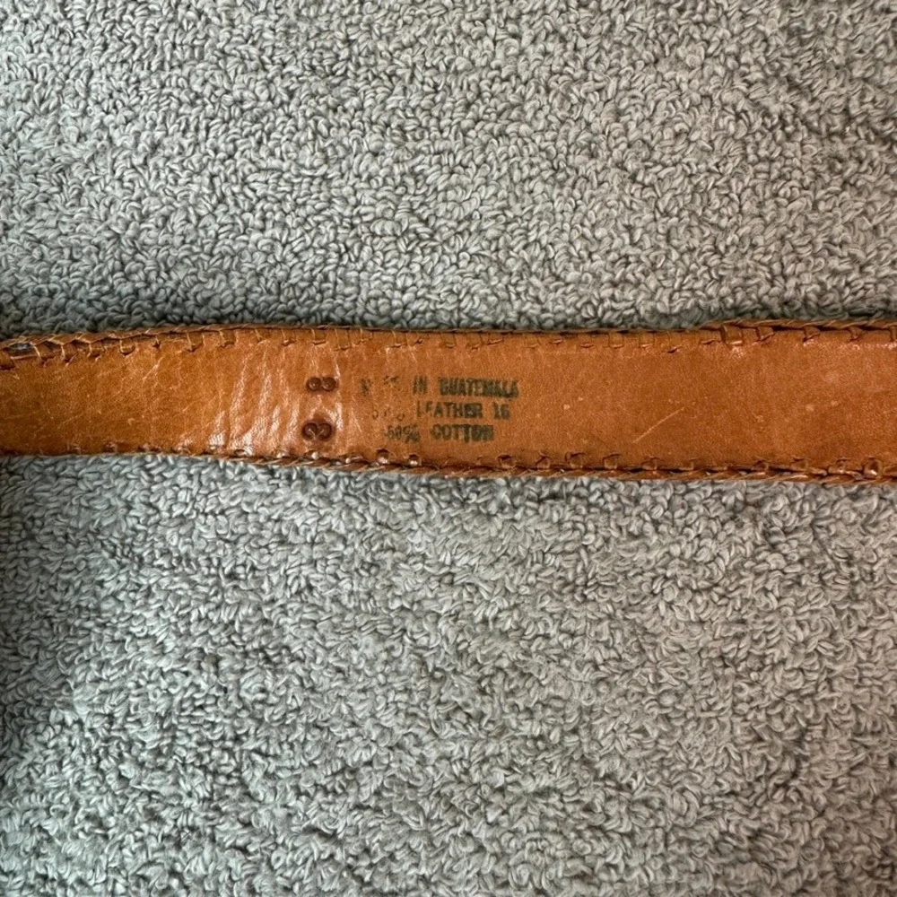 Vintage Southwestern Woven Leather Belt Size 38 Brown Multicolor Guatemala Boho